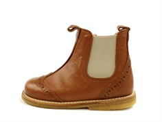 Angulus cognac/beige ankle boots with perforated pattern